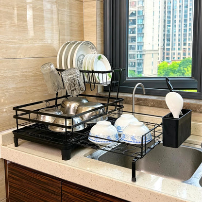 Indoor Recreation 2-Tier Adjustable Over-Sink Expandable Kitchen Dish Drying Rack - 360° Drain, Kitchen Organizer, Dish Storage, Organiser, Storage Holder, Efficient Home Supplies Drying Solution
