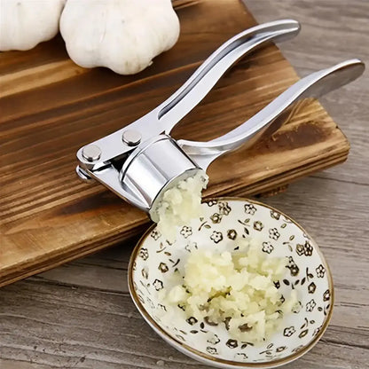 Stainless Steel 5-In-1 Garlic Press Multi-Tool - Sturdy, Easy-To-Clean Kitchen Cooking Utensils with Mincer, Crusher, Bottle Opener, Pit Remover, 5-Function Home Supplies for Adults, Festive & Party Gift Options, Five Functions