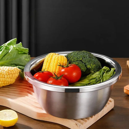 Homeessentials Multifunctional Cutting Machine - 3-in-1 Stainless Steel Strainer Set with Basin, Sieve, and Cutter for Washing Rice, Fruits, and Vegetables - Essential Kitchen Tool