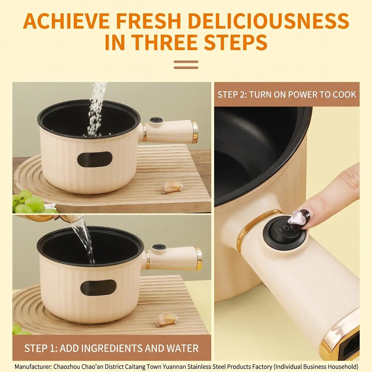 1.4L Compact Non-Stick Electric Hot Pot with Steamer - Portable Heating Cooker with Adjustable Temperature Control, Detachable Plug, and Overheat Protection for Dorm Use