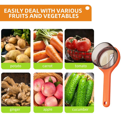 Ergonomic Stainless Steel Vegetable Peeler with Storage Box and Non-Slip Handle for Fruits and Vegetables (Orange)