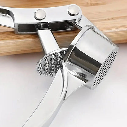 Stainless Steel 5-In-1 Garlic Press Multi-Tool - Sturdy, Easy-To-Clean Kitchen Cooking Utensils with Mincer, Crusher, Bottle Opener, Pit Remover, 5-Function Home Supplies for Adults, Festive & Party Gift Options, Five Functions