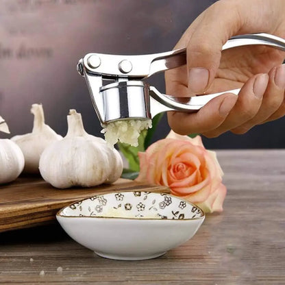 Stainless Steel 5-In-1 Garlic Press Multi-Tool - Sturdy, Easy-To-Clean Kitchen Cooking Utensils with Mincer, Crusher, Bottle Opener, Pit Remover, 5-Function Home Supplies for Adults, Festive & Party Gift Options, Five Functions