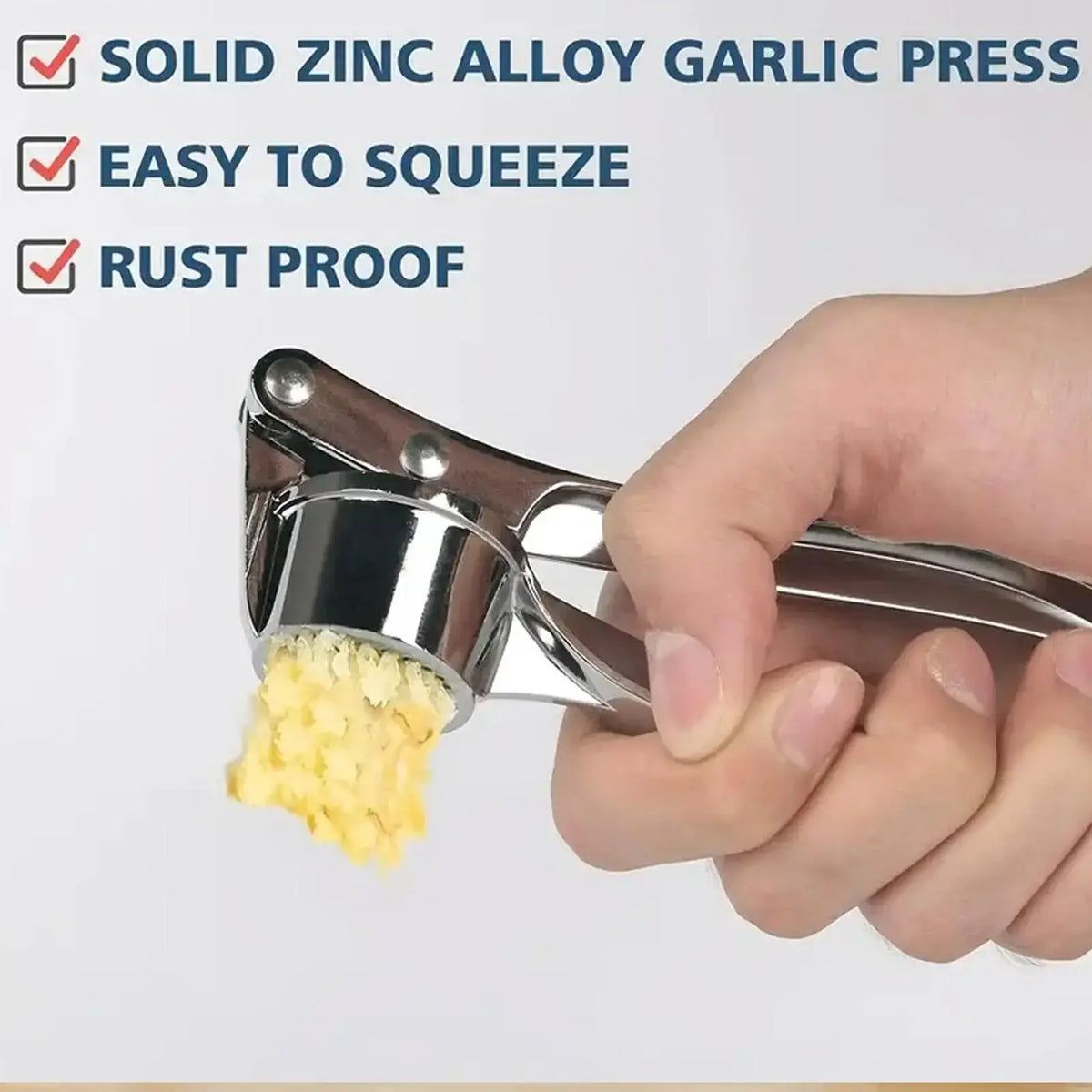 Stainless Steel 5-In-1 Garlic Press Multi-Tool - Sturdy, Easy-To-Clean Kitchen Cooking Utensils with Mincer, Crusher, Bottle Opener, Pit Remover, 5-Function Home Supplies for Adults, Festive & Party Gift Options, Five Functions