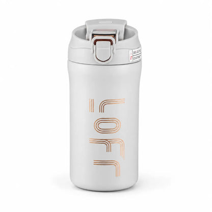 Soher Classic Stylish Stainless Steel Portable Insulated Thermal Mug - Leak-Proof Single Tumbler with Secure Locking Flip Lid, Wide Mouth Reusable Vacuum Flask for Office, Car Use