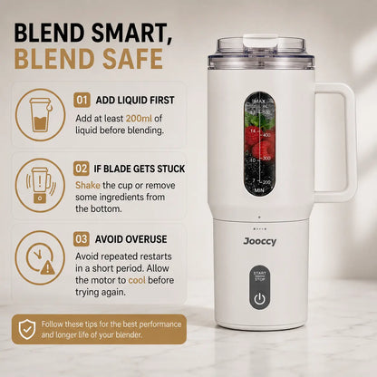 Smart Compact Portable Blender - 18oz Multi-Function Juicer with USB Rechargeable Ice Crushing Capability for Smoothies and Frozen Fruits, Ideal for Home and Gym Use