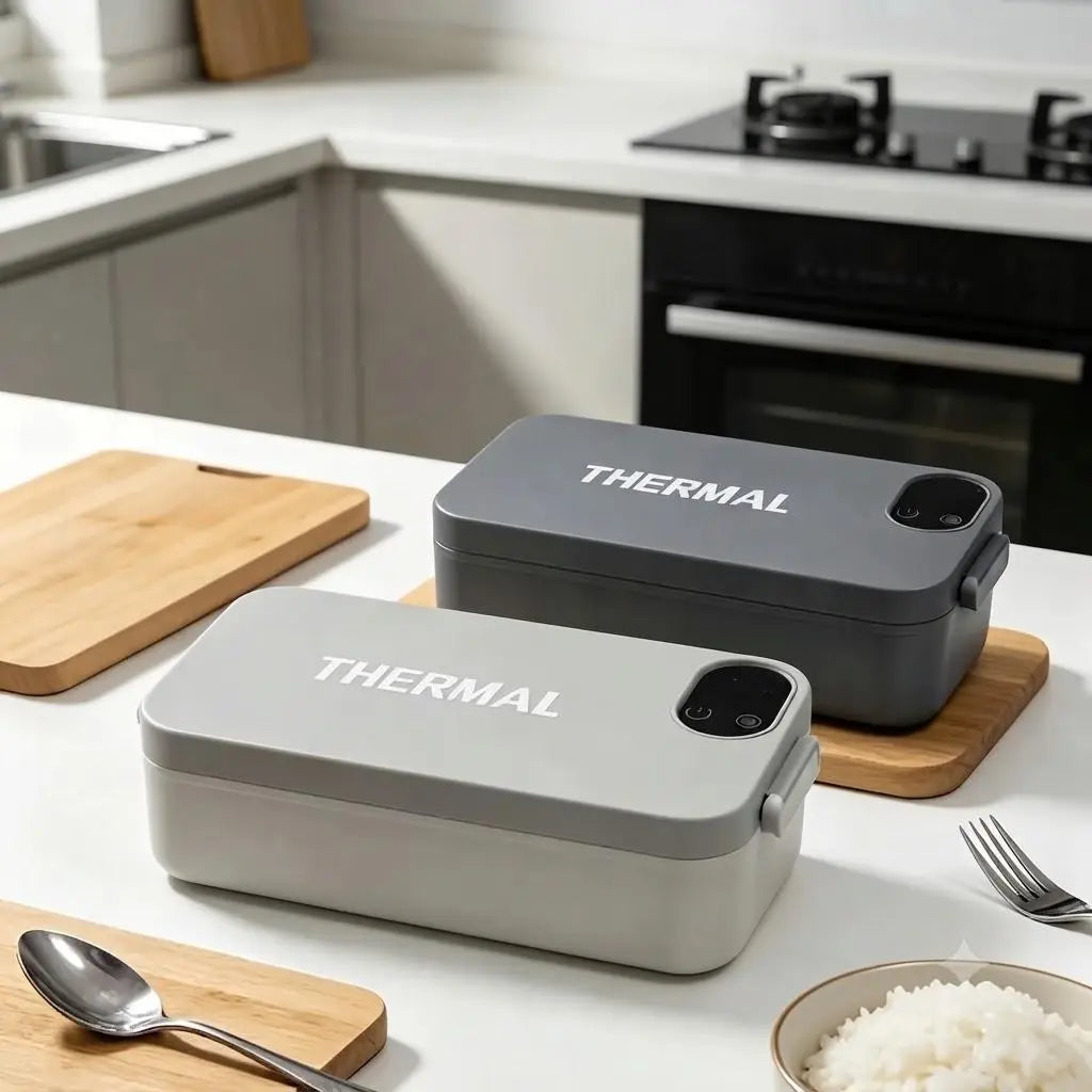 Portable Self-Heating Bento Box with Timer & Insulated Bag | Rechargable Electric Heated Lunchbox Ideal for Men and Women