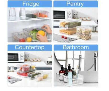10 Pack Refrigerator Pantry Organizer Bins Stackable Fridge Organizer Bins with Lids Container Kitchen Set Storage Clear PET Material Odor-Resistant Space-Saving