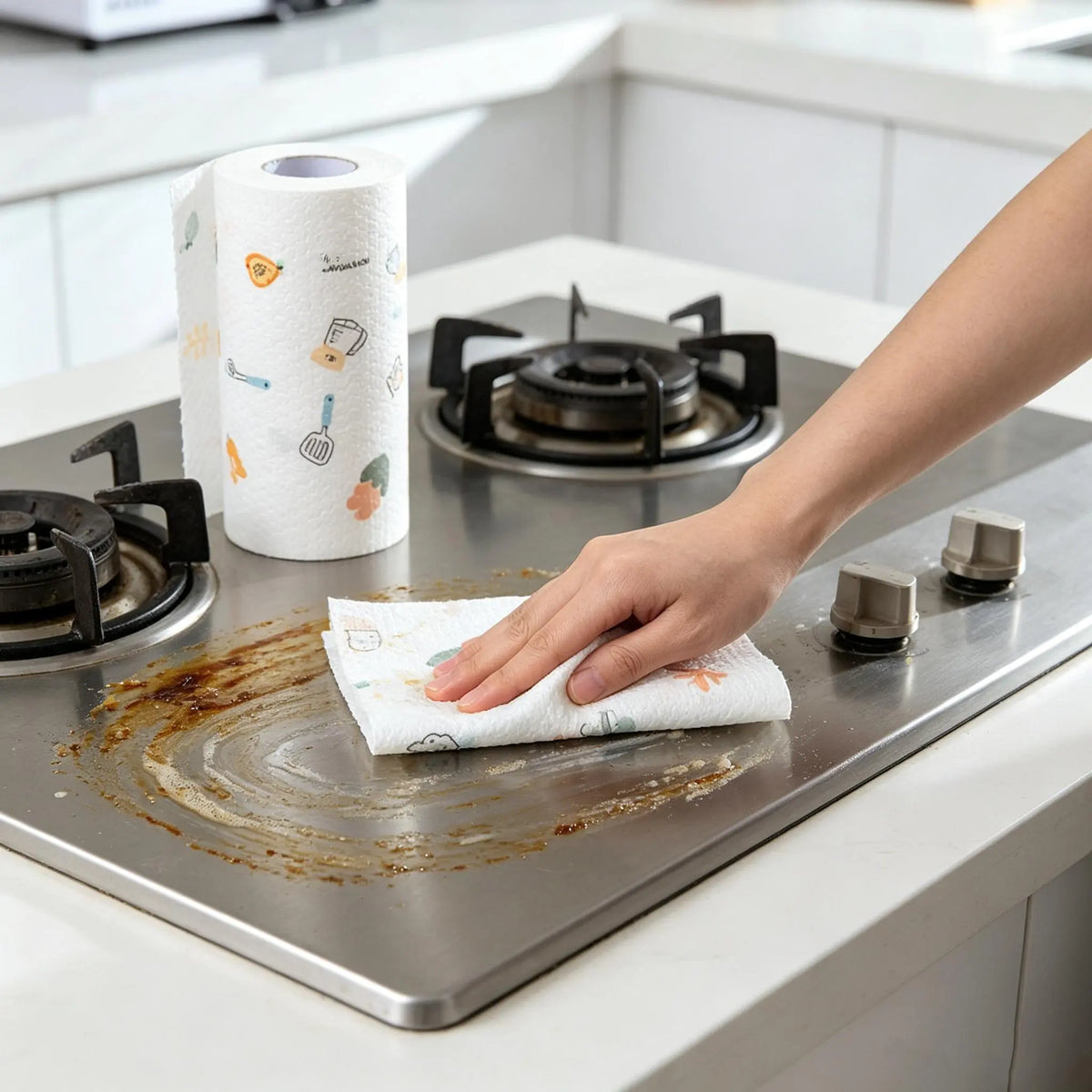 50-Piece Roll of Reusable Cleaning Cloths, Washable Kitchen Dish Towels for Multi-Purpose Household Use