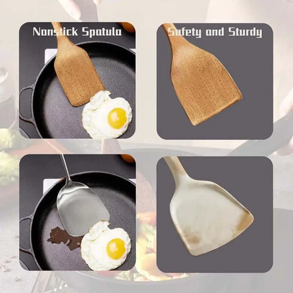 5-Piece Solid Wood Kitchen Utensil Set - Heat-Resistant Ergonomic Cooking Tools (Spatula, Slotted Turner, Ladle, Serving Spoon) - Durable, Easy-Clean, Eco-Friendly Accessories for Non-Stick Cookware, Ideal Gift for Home Kitchen and Parties, Sohochic