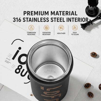 Soher Classic Stylish Stainless Steel Portable Insulated Thermal Mug - Leak-Proof Single Tumbler with Secure Locking Flip Lid, Wide Mouth Reusable Vacuum Flask for Office, Car Use