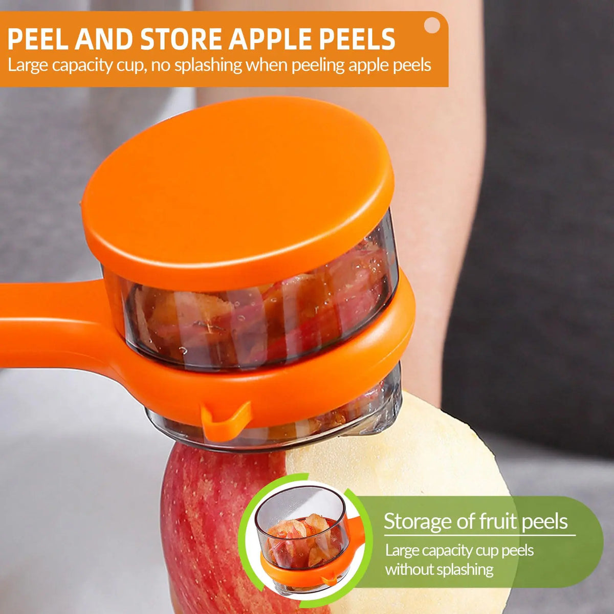 Ergonomic Stainless Steel Vegetable Peeler with Storage Box and Non-Slip Handle for Fruits and Vegetables (Orange)