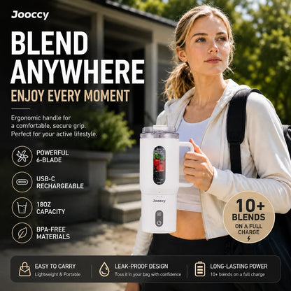 Smart Compact Portable Blender - 18oz Multi-Function Juicer with USB Rechargeable Ice Crushing Capability for Smoothies and Frozen Fruits, Ideal for Home and Gym Use
