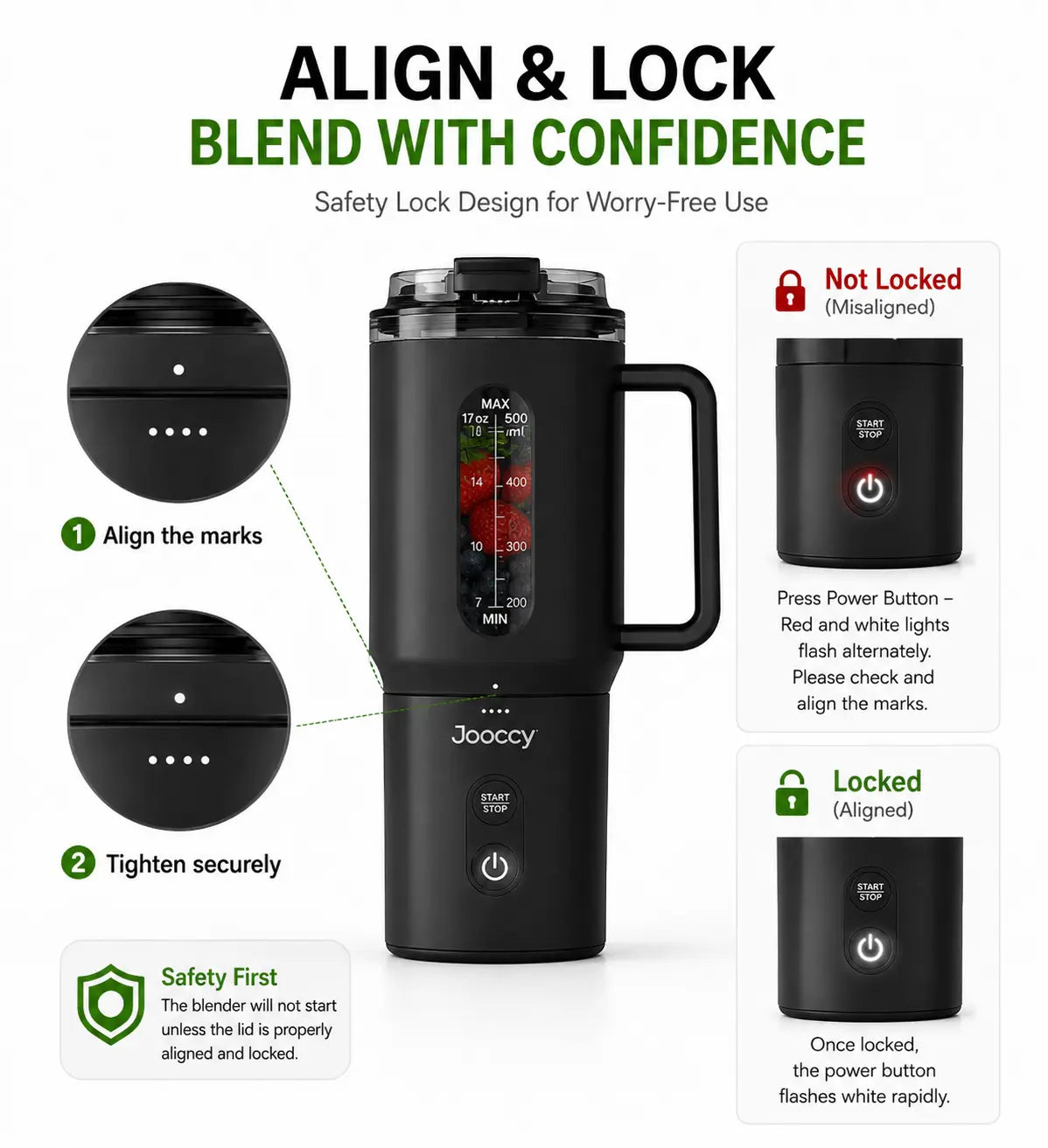 Smart Compact Portable Blender - 18oz Multi-Function Juicer with USB Rechargeable Ice Crushing Capability for Smoothies and Frozen Fruits, Ideal for Home and Gym Use