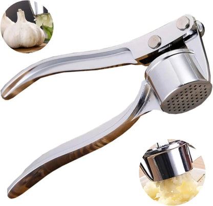 Stainless Steel 5-In-1 Garlic Press Multi-Tool - Sturdy, Easy-To-Clean Kitchen Cooking Utensils with Mincer, Crusher, Bottle Opener, Pit Remover, 5-Function Home Supplies for Adults, Festive & Party Gift Options, Five Functions