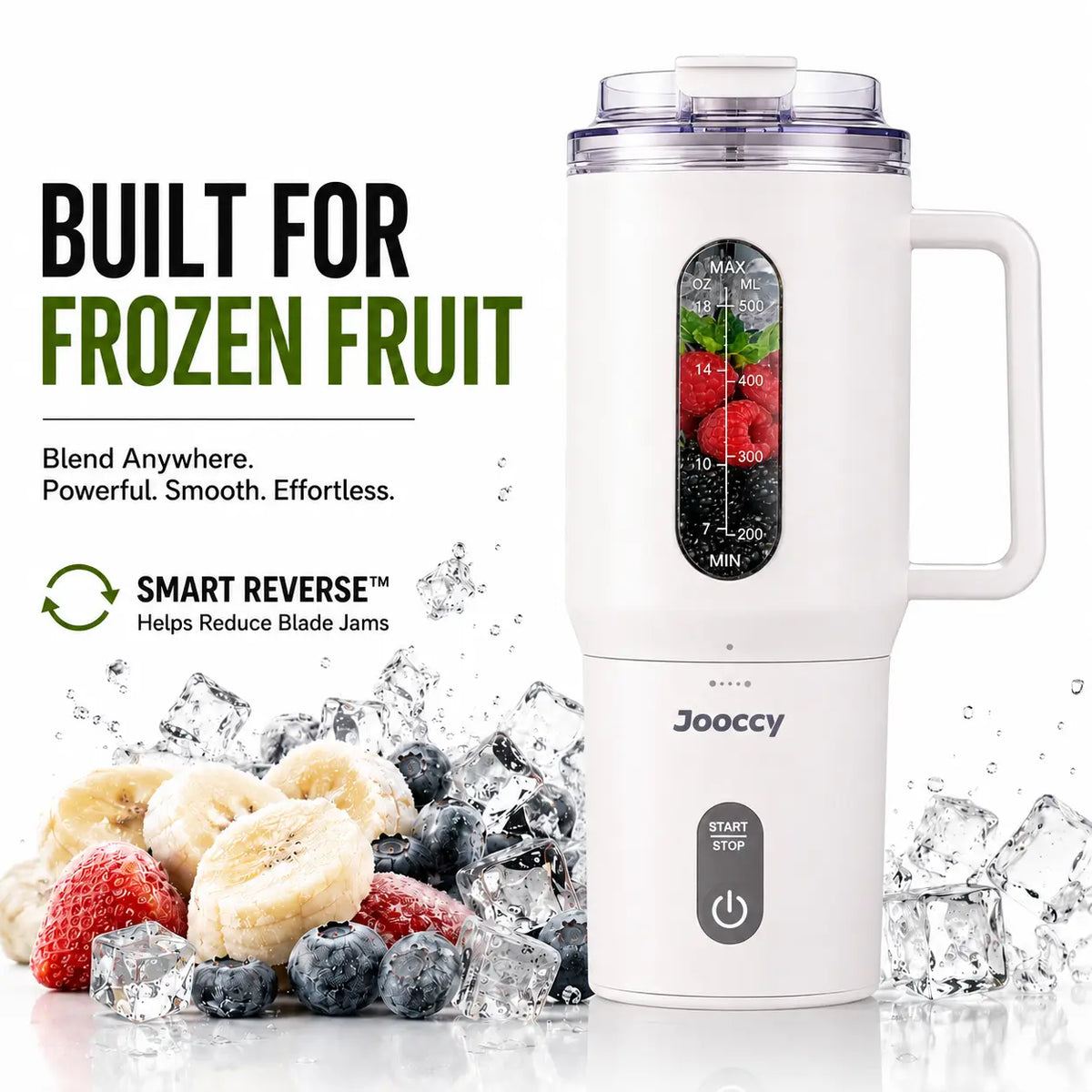 Smart Compact Portable Blender - 18oz Multi-Function Juicer with USB Rechargeable Ice Crushing Capability for Smoothies and Frozen Fruits, Ideal for Home and Gym Use